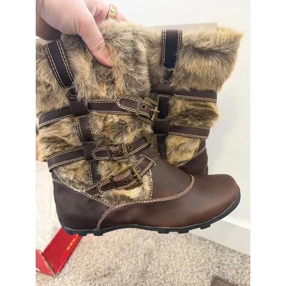 New - Vintage Y2K Soda Fur Boots – Brown – Women's Size 8.5 - Picture 2 of 6